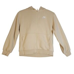 Nike Sportswear Beige Zip Up Hoodie‎ Sweatshirt Kids Size M
